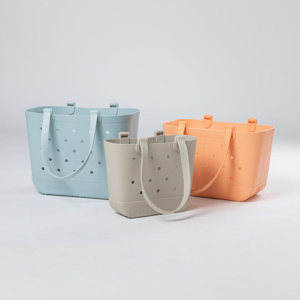 Simple Modern Large Beach Bag | Waterproof Getaway Rubber Tote with Zipper Pocket for Travel, Pool, Boat, Groceries, Sports | Sea Glass Sage