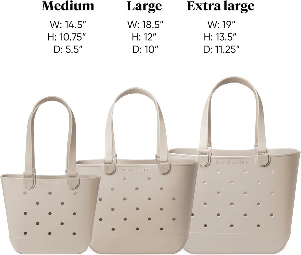 Simple Modern Large Beach Bag | Waterproof Getaway Rubber Tote with Zipper Pocket for Travel, Pool, Boat, Groceries, Sports | Sea Glass Sage