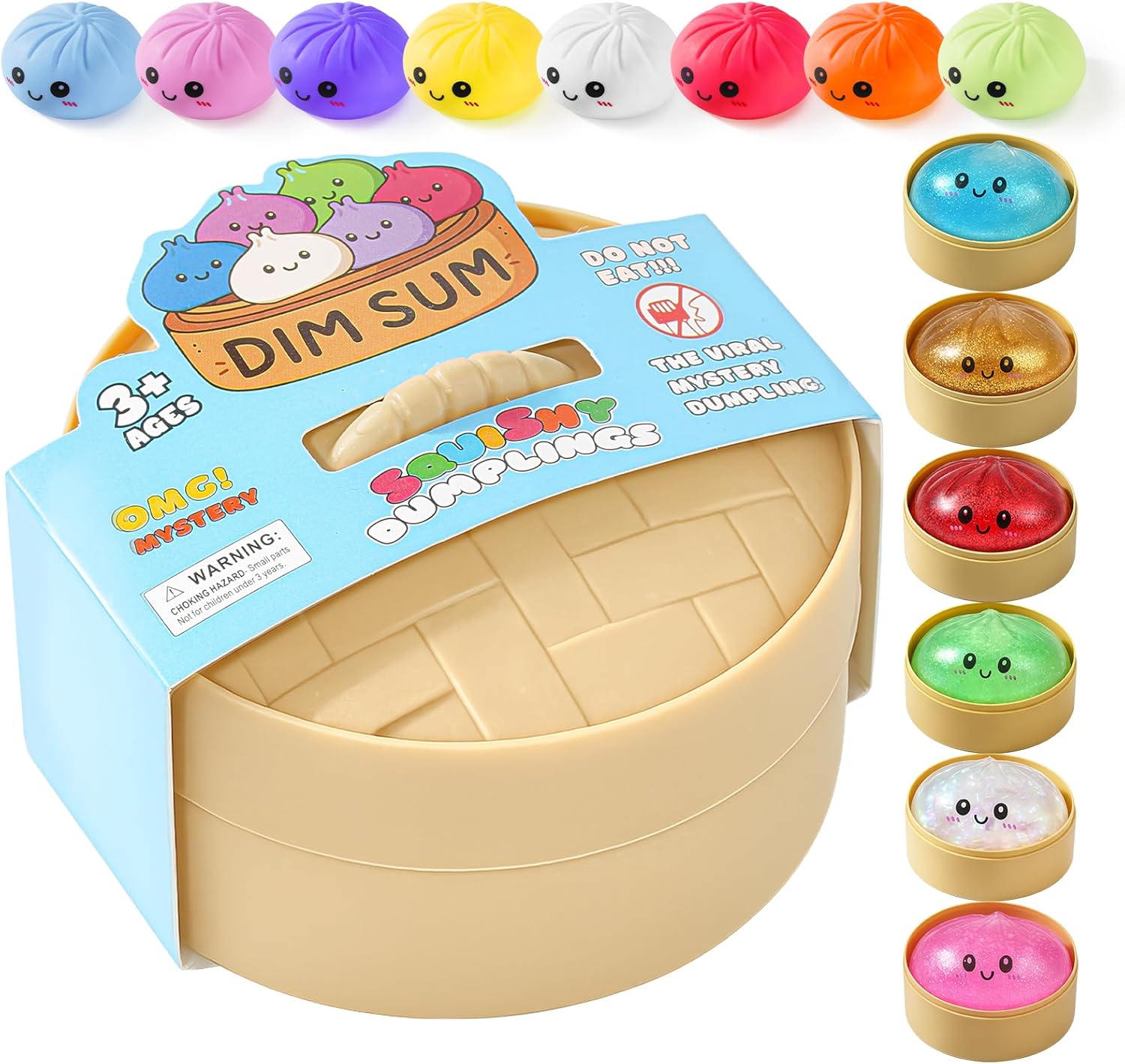 Dumpling Squishy Mystery Box, Random 1 of 14 Colors, Cute Squishy Dumpling Toy, Soft Stretchy Squeeze Toy, Sensory Fidget Toys for Anxiety Relief, Perfect for Party Favors, Birthday Gifts & Desk Toys