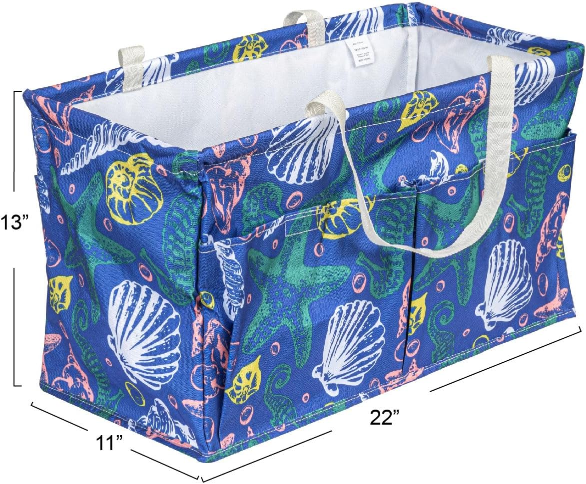 Household Essentials Sea Shell Krush Container All-Purpose Utility Tote with Pockets
