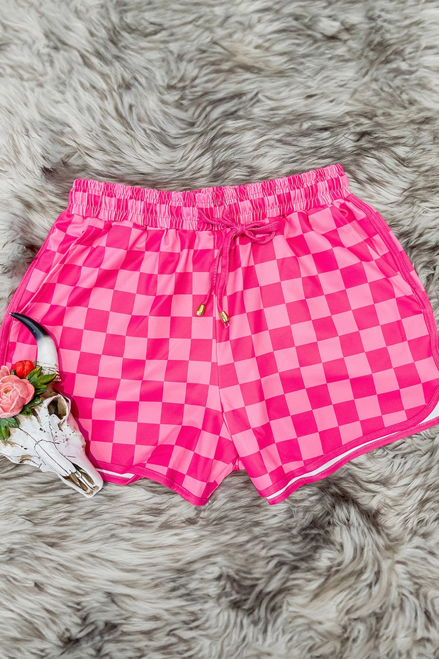 Cutie Checkered Drawstring Shorts